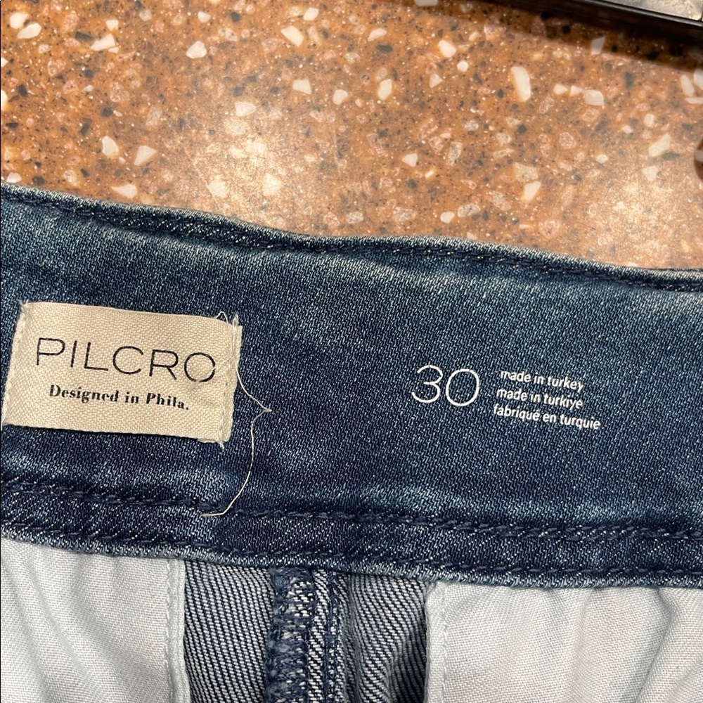 Pilcro pull on style side zip wide leg Blue jeans size 30 - Picture 6 of 7